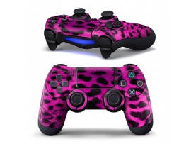 Наклейка Розовый леопард на контроллер PS 4